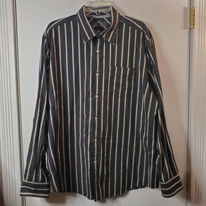 Tommy Bahama Denim Men's Long Sleeve Shirt Black Stripes  Grey Pattern -XL- EUC!
